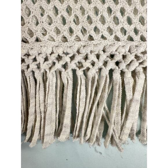 MerSea MER-SEA Cotton Beach Fringed Crochet Poncho Off-White Coastal Beach OS - Picture 13 of 14